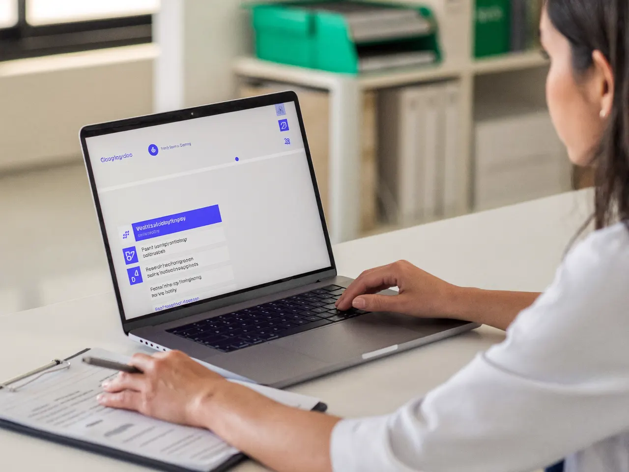 hero — provider completing a CAQH profile on a laptop