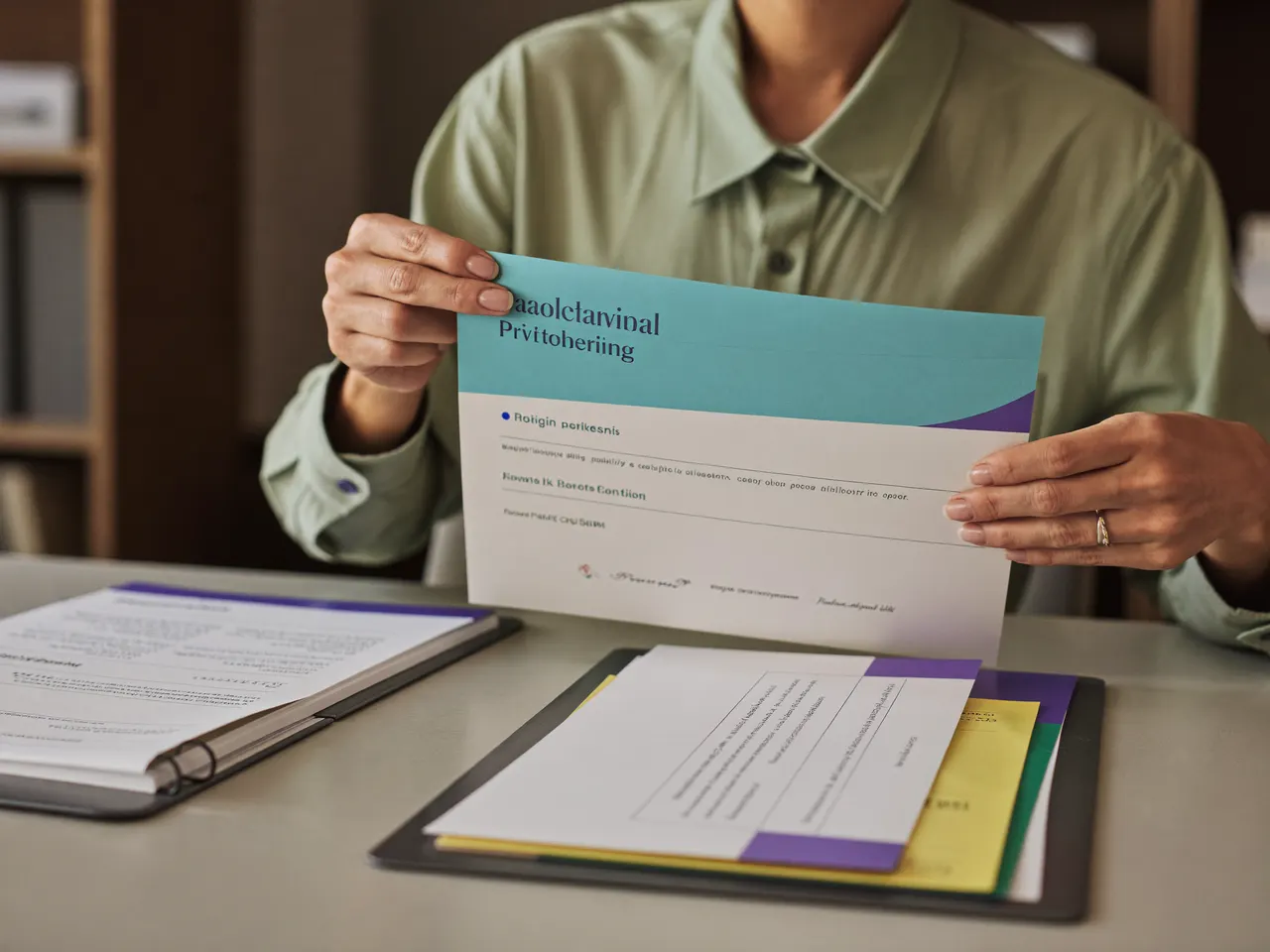 A credentialing specialist assembling a hospital privileging application packet