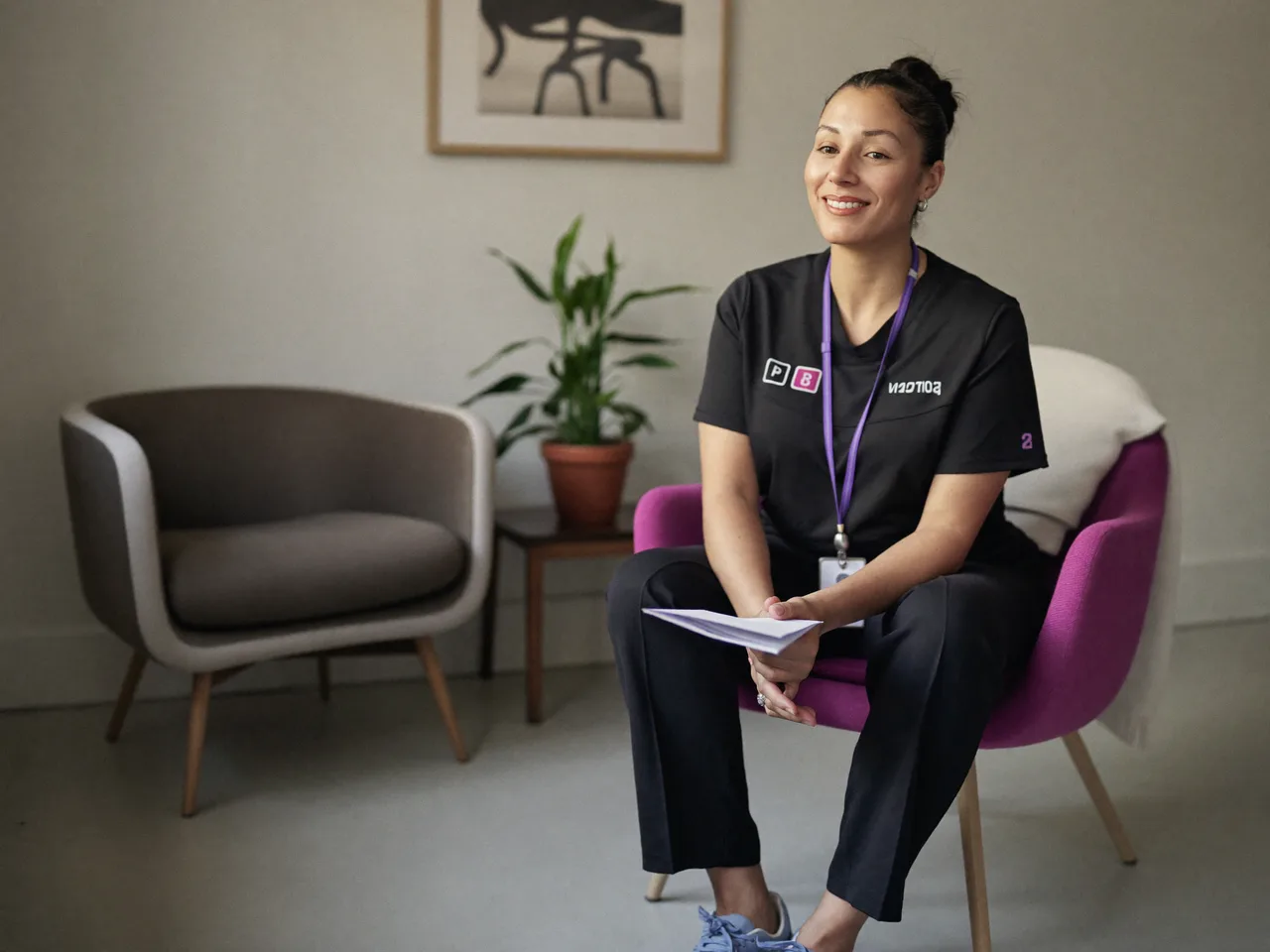 A behavioral health therapist in a calm private practice office