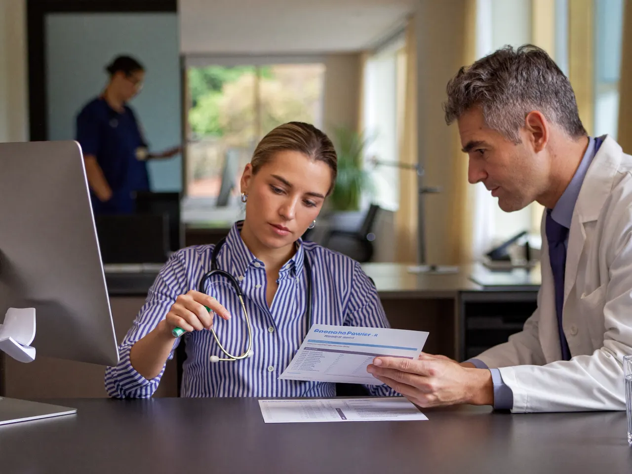 Provider and enrollment specialist reviewing a payer list